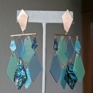 Kendra Scott Hanna Earrings Acrylic Abalone Mix Dangel Boho Beach